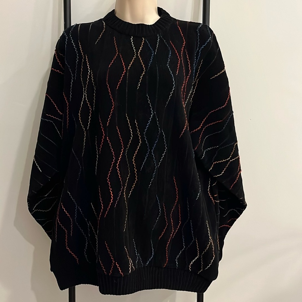 Vintage 90s Protege Collection Cosby Style Black Knit Sweater Men Size L